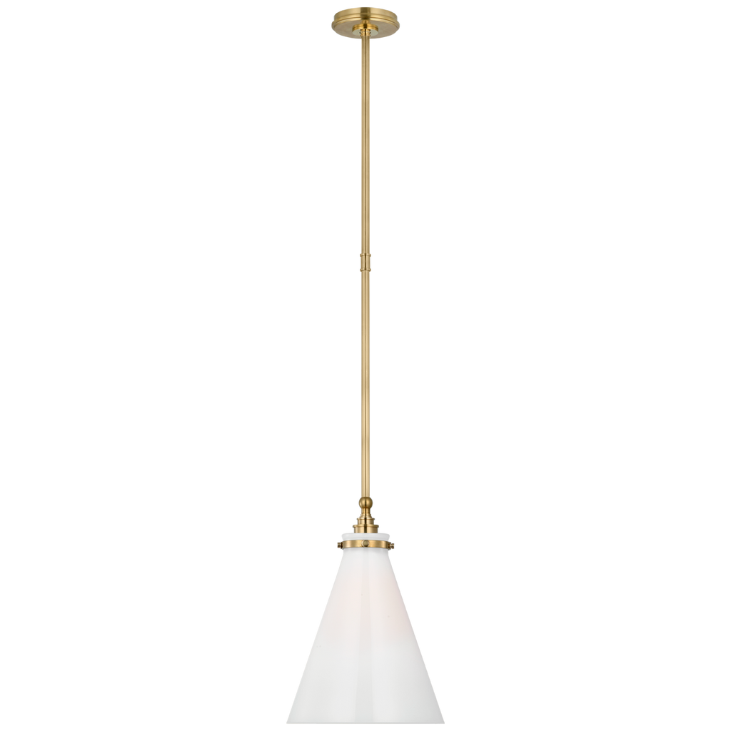 Parkington 11" Conical Pendant | Antique-Burnished Brass | White Glass
