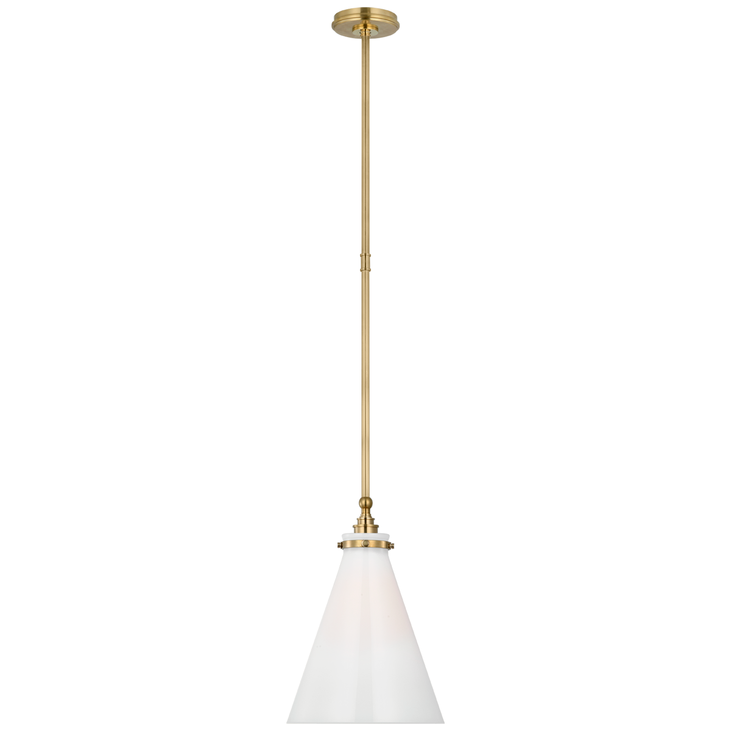 Parkington 11" Conical Pendant | Antique-Burnished Brass | White Glass