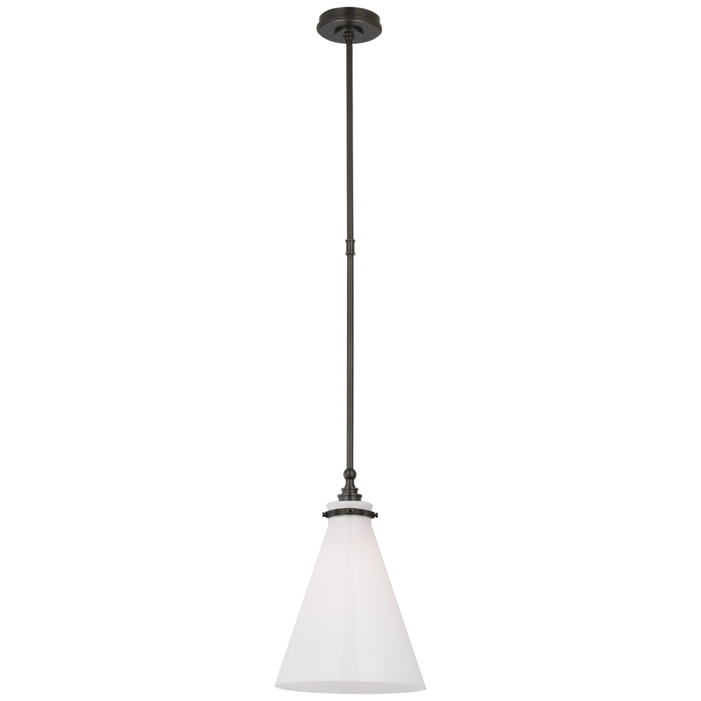 Parkington 11" Conical Pendant | Bronze | White Glass