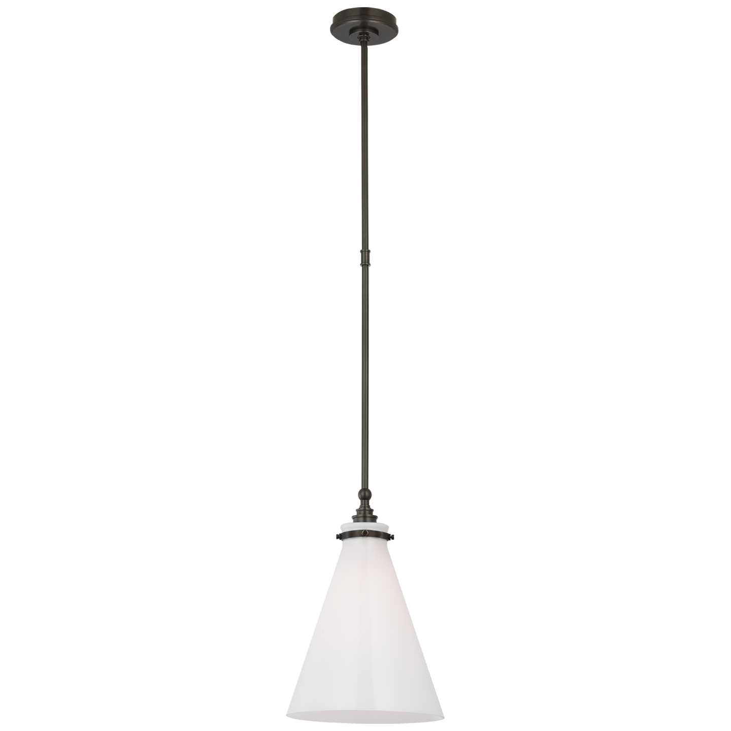 Parkington 11" Conical Pendant | Bronze | White Glass