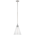 Parkington 11" Conical Pendant | Polished Nickel | Clear Glass