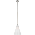 Parkington 11" Conical Pendant | Polished Nickel | White Glass