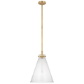 Parkington 15" Conical Pendant | Antique-Burnished Brass | Clear Glass