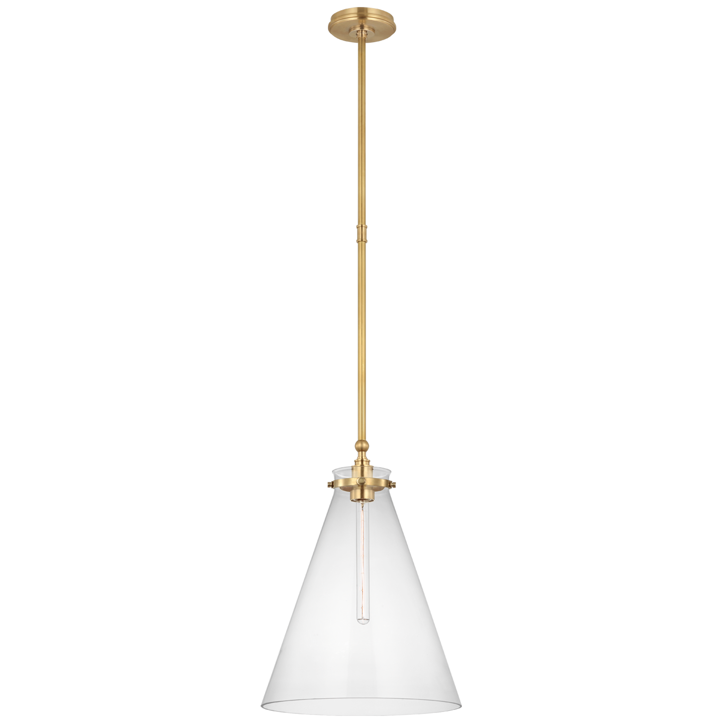 Parkington 15" Conical Pendant | Antique-Burnished Brass | Clear Glass