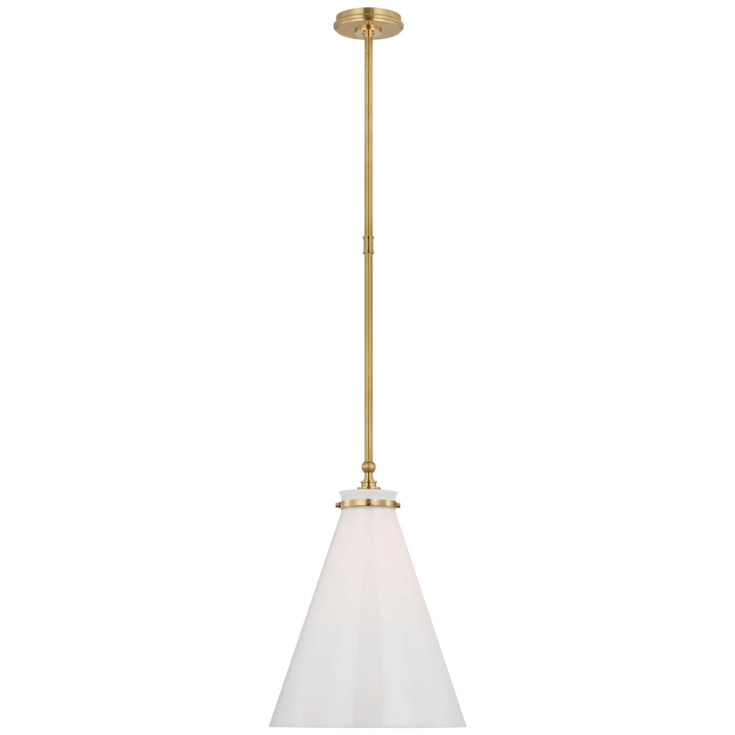 Parkington 15" Conical Pendant | Antique-Burnished Brass | White Glass