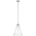 Parkington 15" Conical Pendant | Polished Nickel | Clear Glass