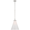 Parkington 15" Conical Pendant | Polished Nickel | White Glass
