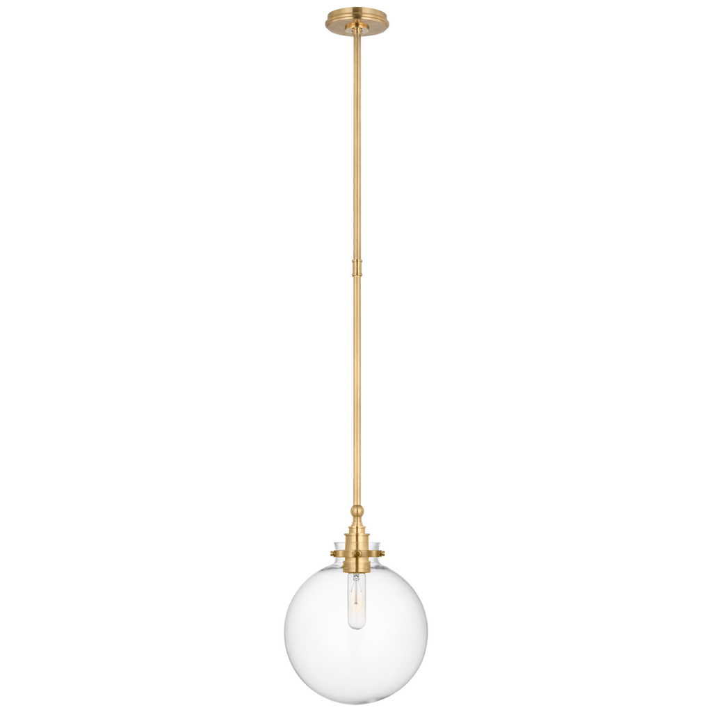 Parkington 10" Globe Pendant | Antique-Burnished Brass | Clear Glass