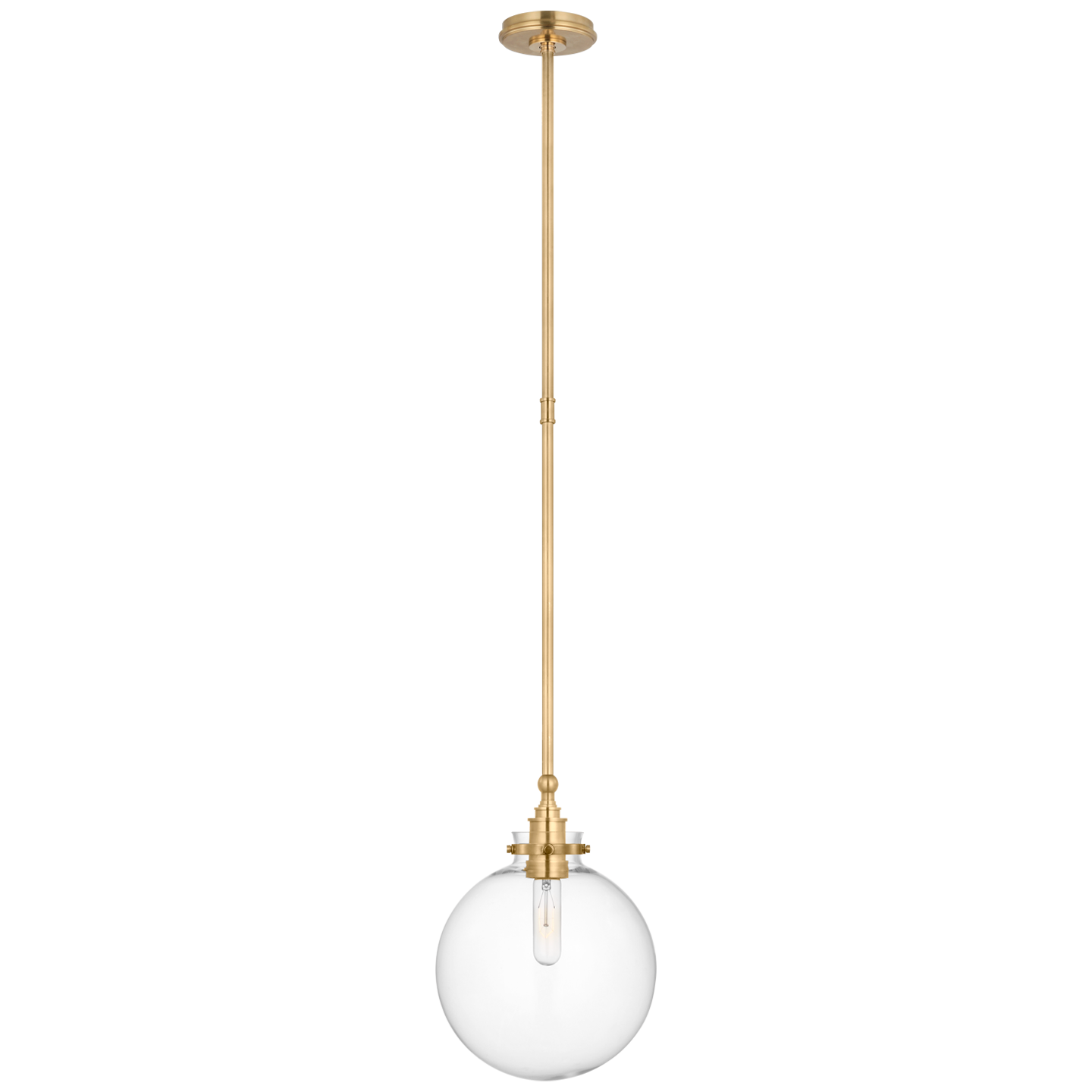 Parkington 10" Globe Pendant | Antique-Burnished Brass | Clear Glass
