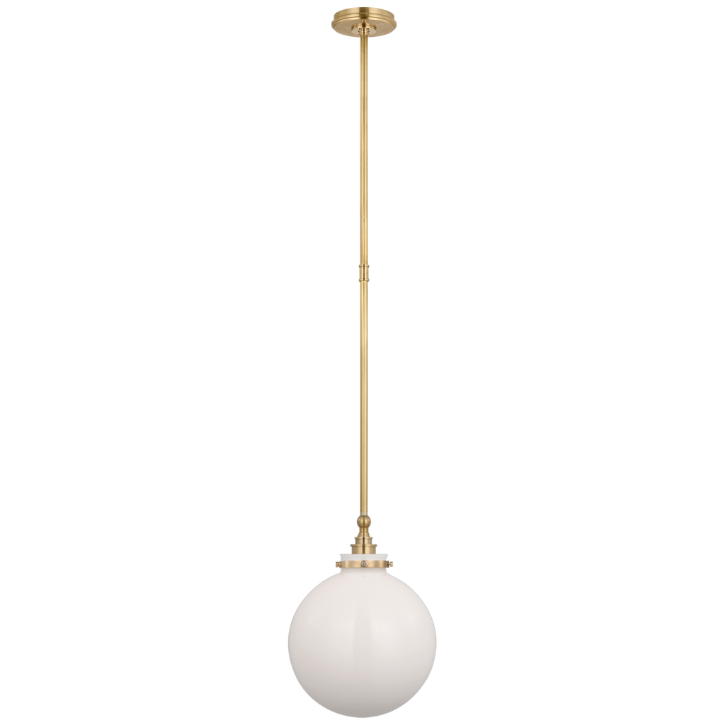 Parkington 10" Globe Pendant | Antique-Burnished Brass | White Glass