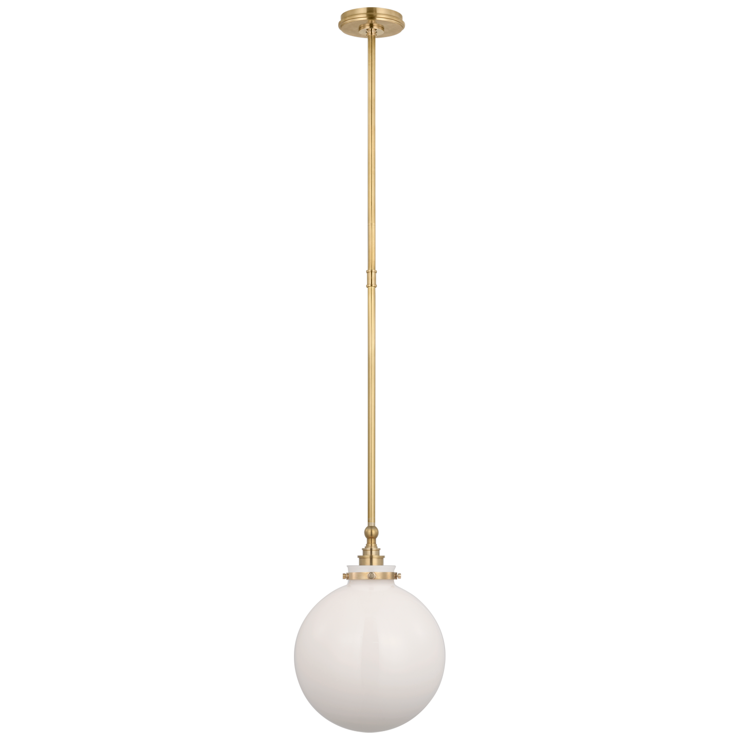 Parkington 10" Globe Pendant | Antique-Burnished Brass | White Glass