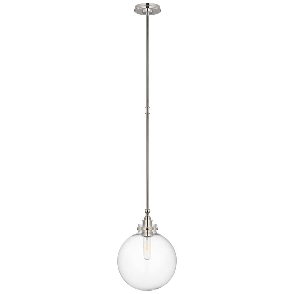 Parkington 10" Globe Pendant | Polished Nickel | Clear Glass