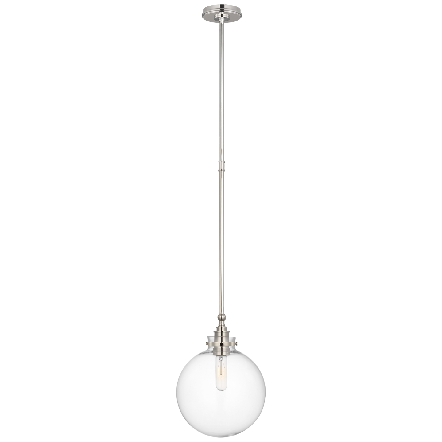 Parkington 10" Globe Pendant | Polished Nickel | Clear Glass