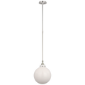 Parkington 10" Globe Pendant | Polished Nickel | White Glass