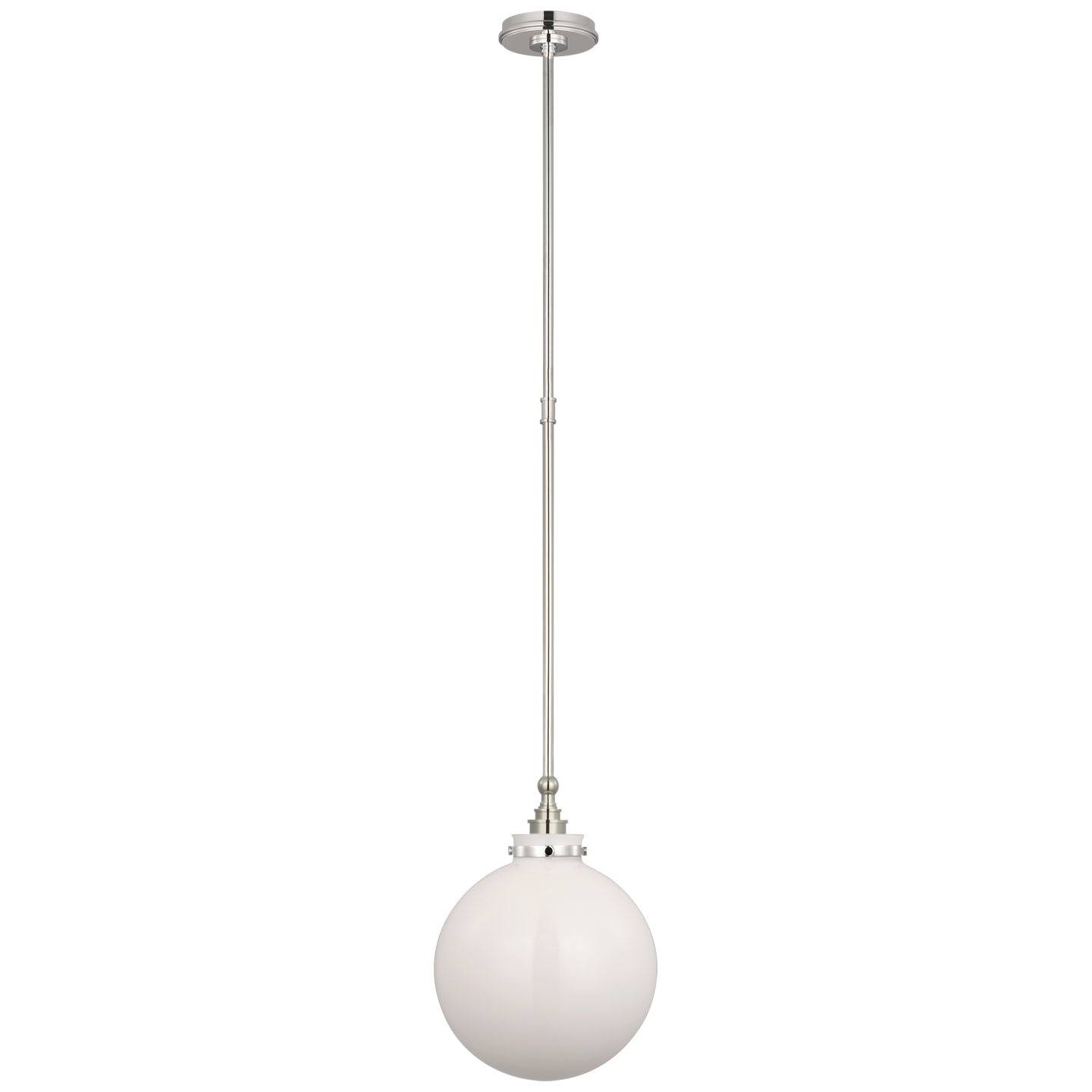 Parkington 10" Globe Pendant | Polished Nickel | White Glass