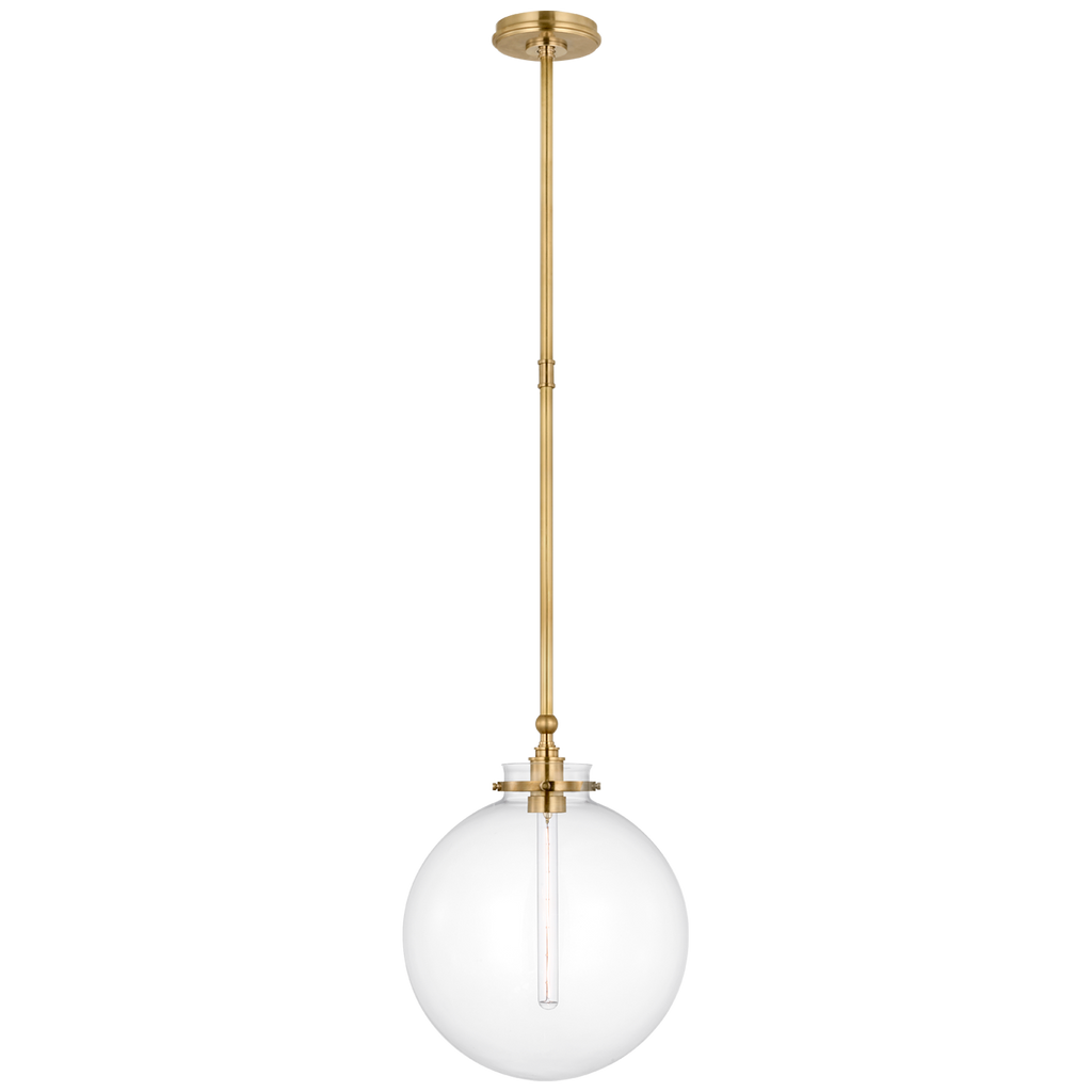 Parkington 14" Globe Pendant | Antique-Burnished Brass | Clear Glass