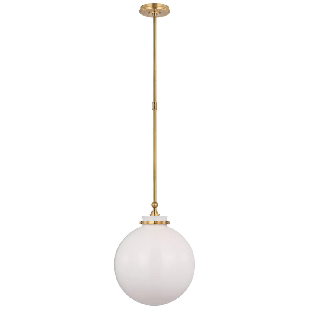 Parkington 14" Globe Pendant | Antique-Burnished Brass | White Glass
