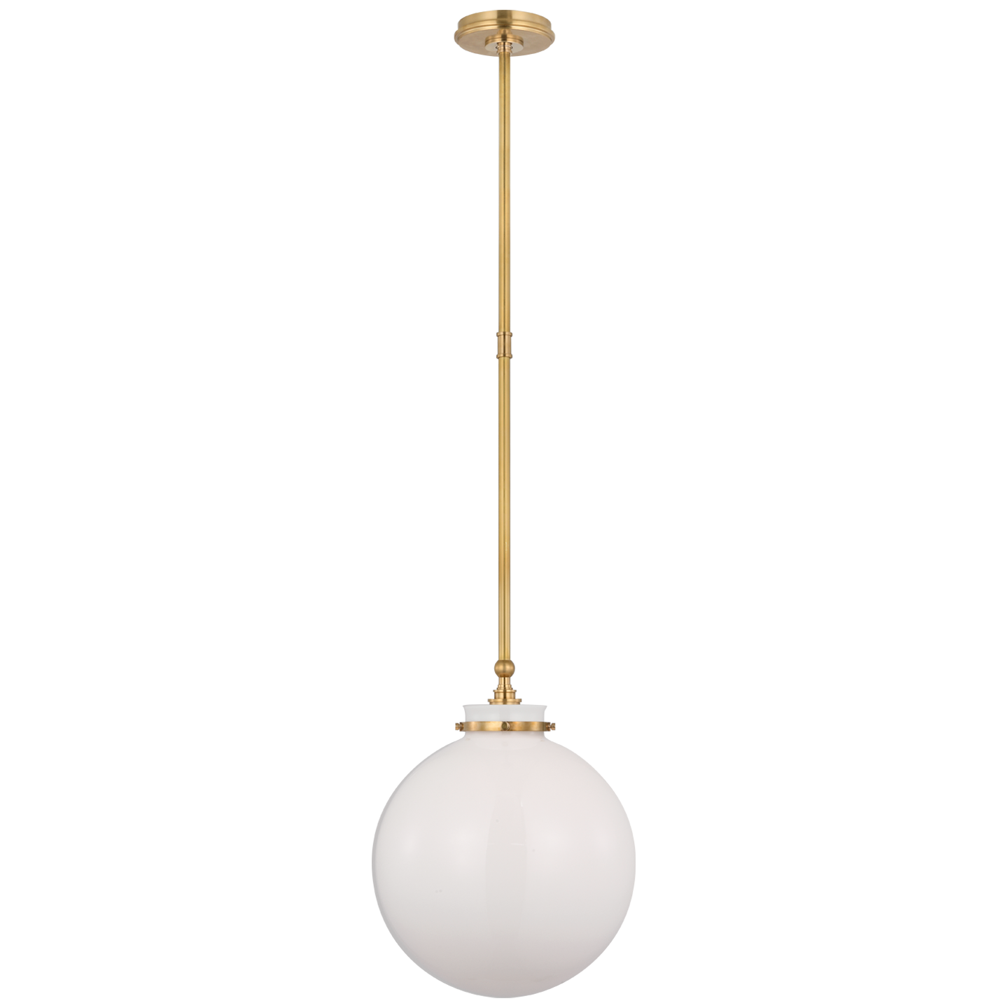 Parkington 14" Globe Pendant | Antique-Burnished Brass | White Glass