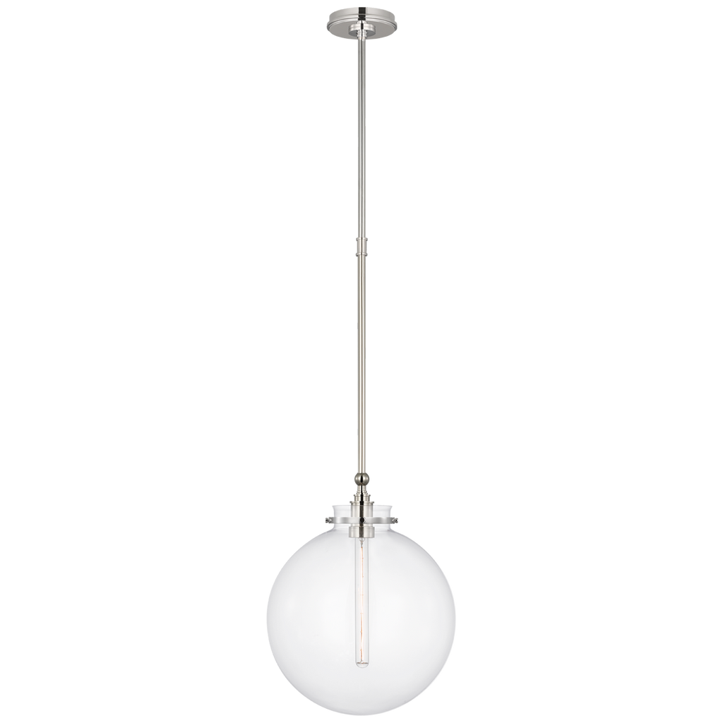 Parkington 14" Globe Pendant | Polished Nickel | Clear Glass
