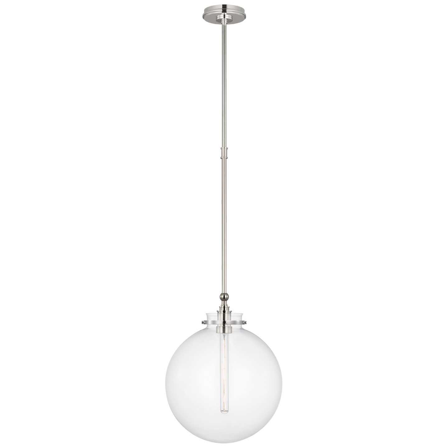 Parkington 14" Globe Pendant | Polished Nickel | Clear Glass