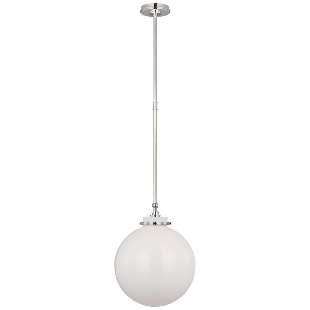 Parkington 14" Globe Pendant | Polished Nickel | White Glass