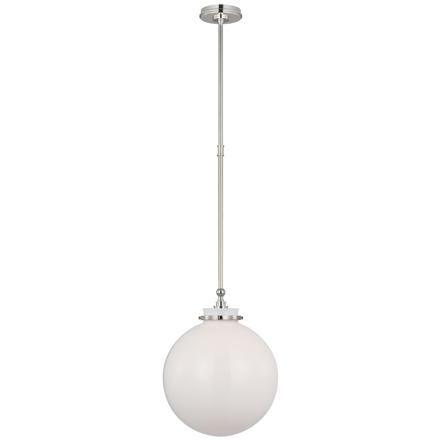Parkington 14" Globe Pendant | Polished Nickel | White Glass