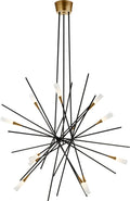 Stellar Large Chandelier | Matte Black and Antique Brass | Frosted Acrylic