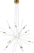 Stellar Large Chandelier | Matte White and Antique Brass | Frosted Acrylic