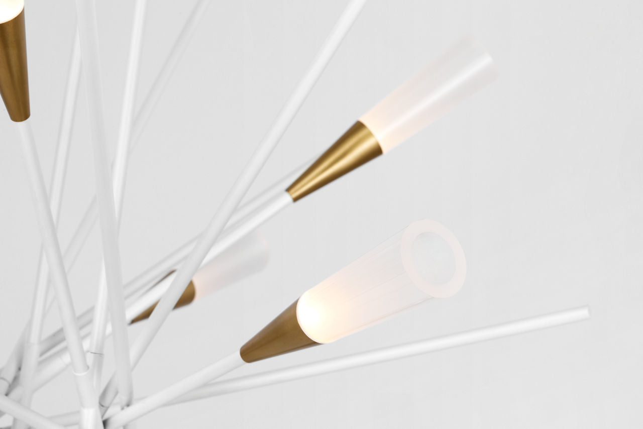 Stellar Medium Chandelier | Matte White and Antique Brass | Frosted Acrylic