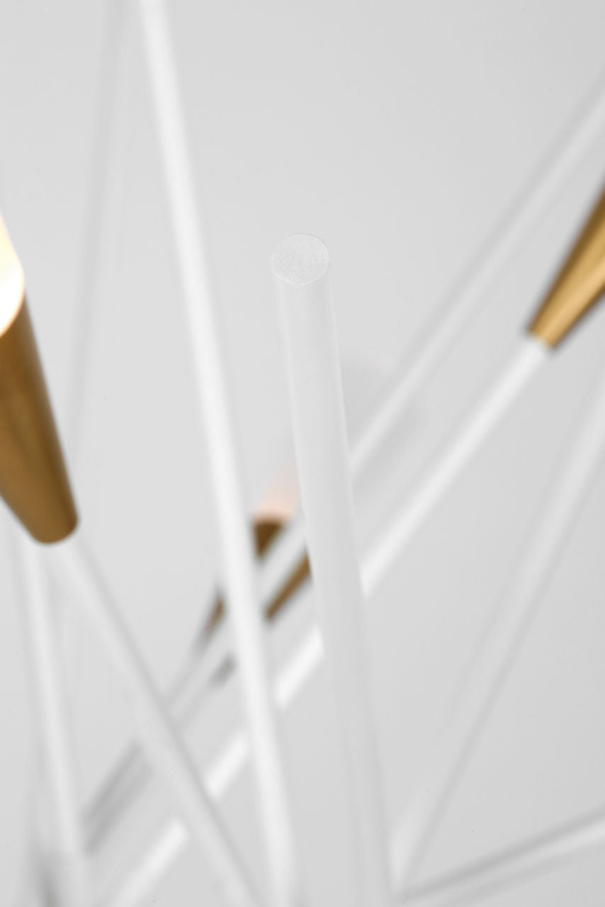 Stellar Medium Chandelier | Matte White and Antique Brass | Frosted Acrylic