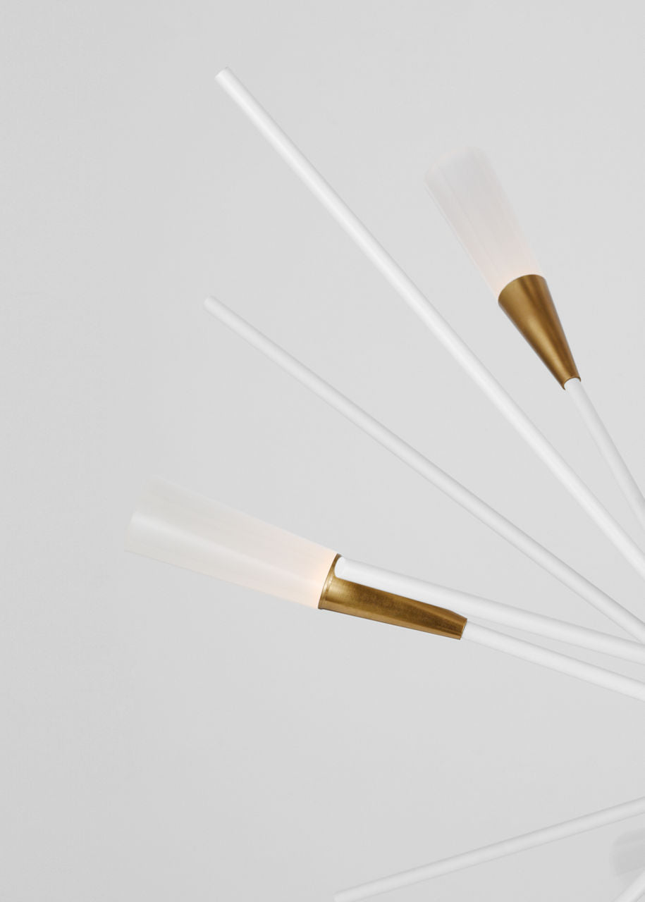 Stellar Medium Chandelier | Matte White and Antique Brass | Frosted Acrylic