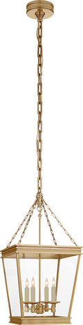 Launceton Small Square Lantern | Antique- Burnished Brass | Clear Glass