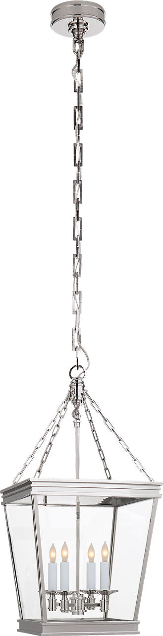 Launceton Small Square Lantern | Polished Nickel | Clear Glass