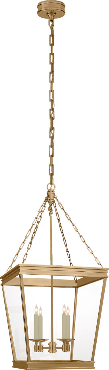 Launceton Medium Square Lantern | Antique- Burnished Brass | Clear Glass