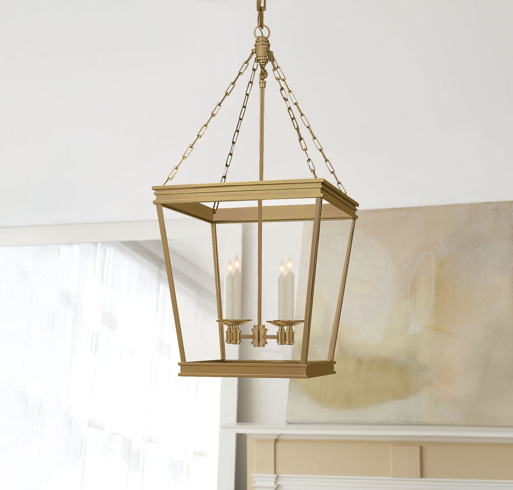 Launceton Medium Square Lantern | Antique- Burnished Brass | Clear Glass