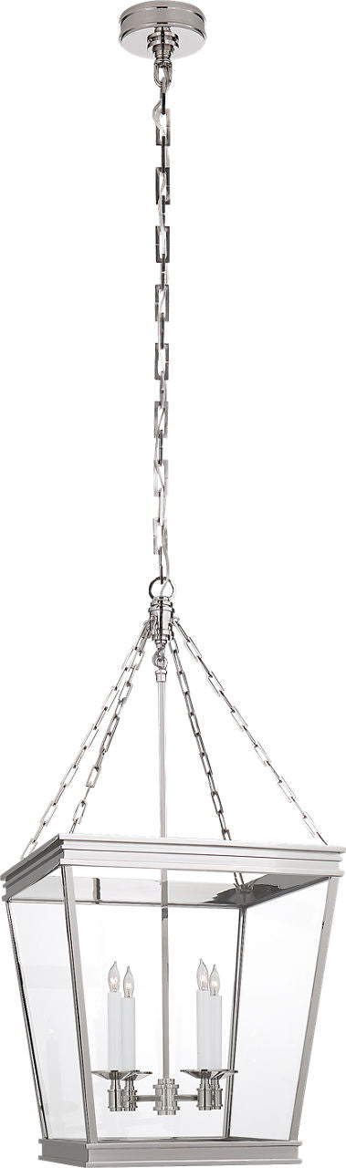 Launceton Medium Square Lantern | Polished Nickel | Clear Glass