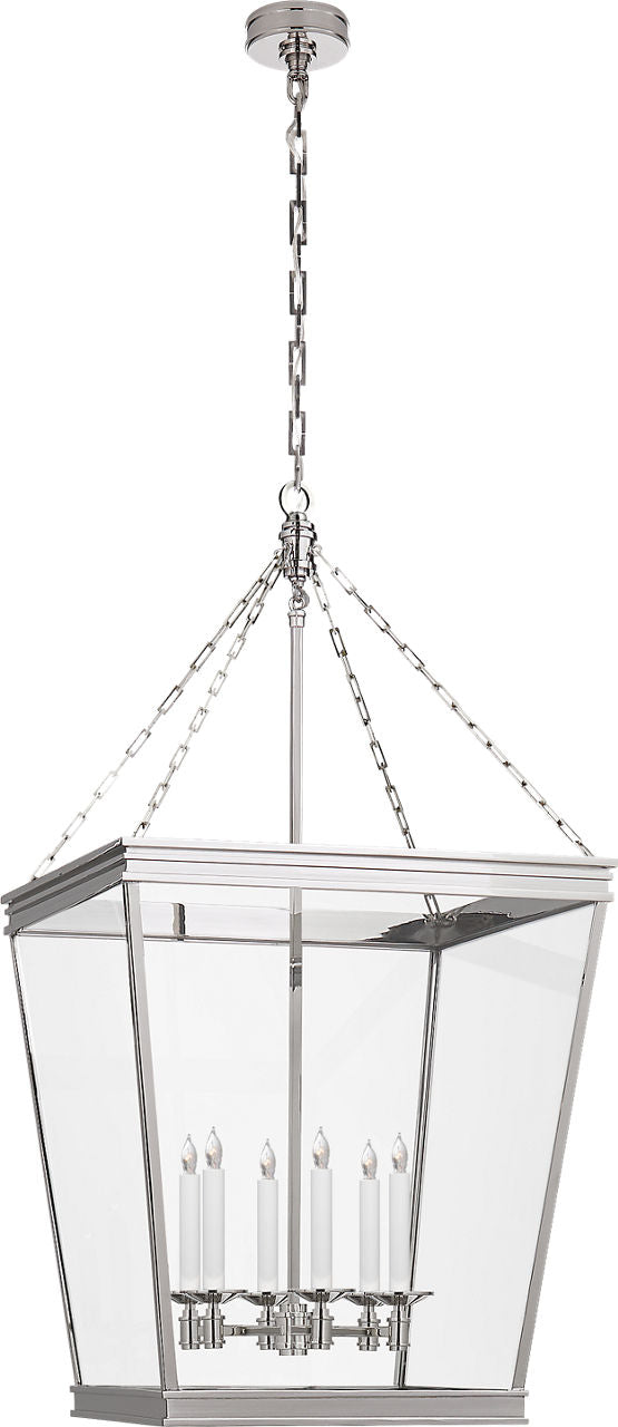 Launceton Large Square Lantern | Polished Nickel | Clear Glass
