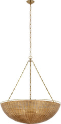Clovis Extra Large Chandelier | Antique-Burnished Brass and Natural Wicker