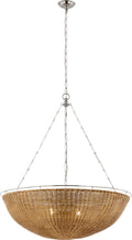 Clovis Extra Large Chandelier | Polished Nickel and Natural Wicker