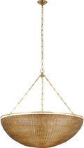 Clovis Grande Chandelier | Antique-Burnished Brass and Natural Wicker