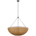 Clovis Grande Chandelier | Aged Iron and Natural Wicker