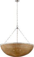 Clovis Grande Chandelier | Polished Nickel and Natural Wicker