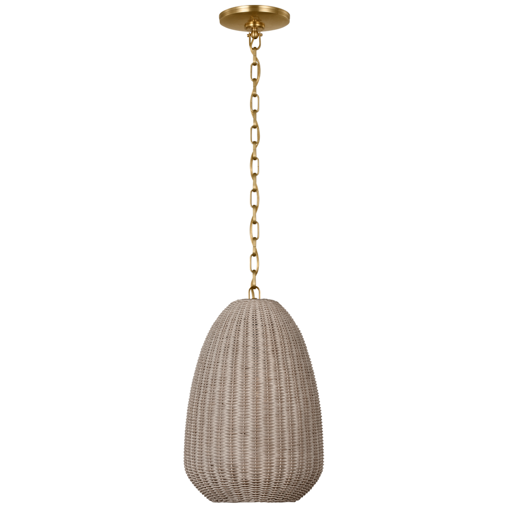 Kokomo 12" Pendant | Antique-Burnished Brass | Ash Wicker Shade
