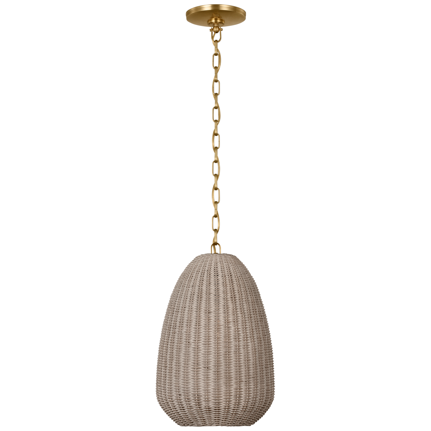 Kokomo 12" Pendant | Antique-Burnished Brass | Ash Wicker Shade