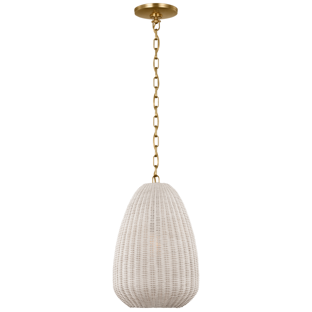 Kokomo 12" Pendant | Antique-Burnished Brass | Chalk Wicker Shade