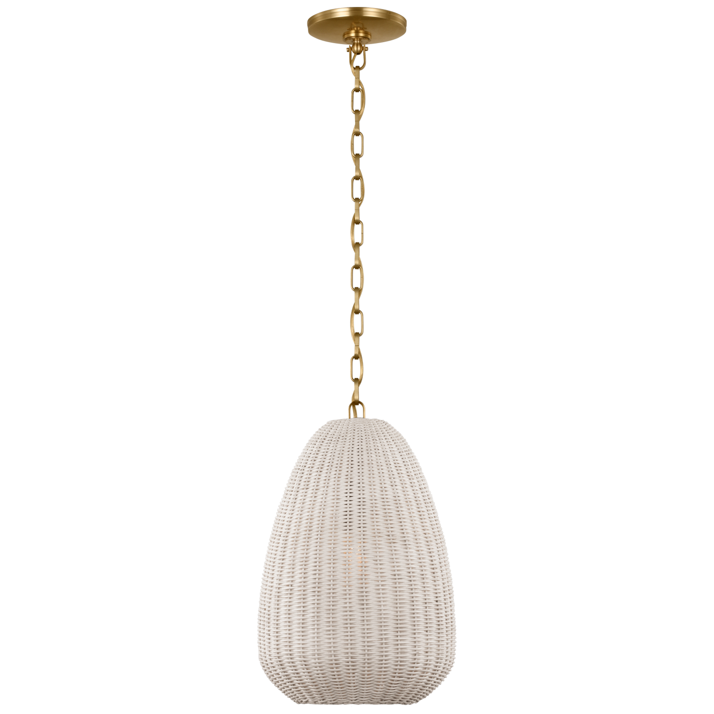 Kokomo 12" Pendant | Antique-Burnished Brass | Chalk Wicker Shade