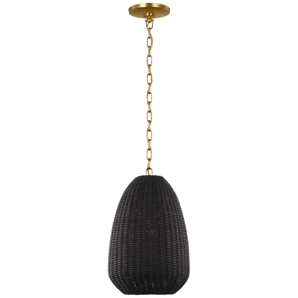 Kokomo 12" Pendant | Antique-Burnished Brass | Charcoal Wicker Shade