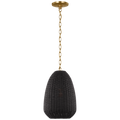Kokomo 12" Pendant | Antique-Burnished Brass | Charcoal Wicker Shade
