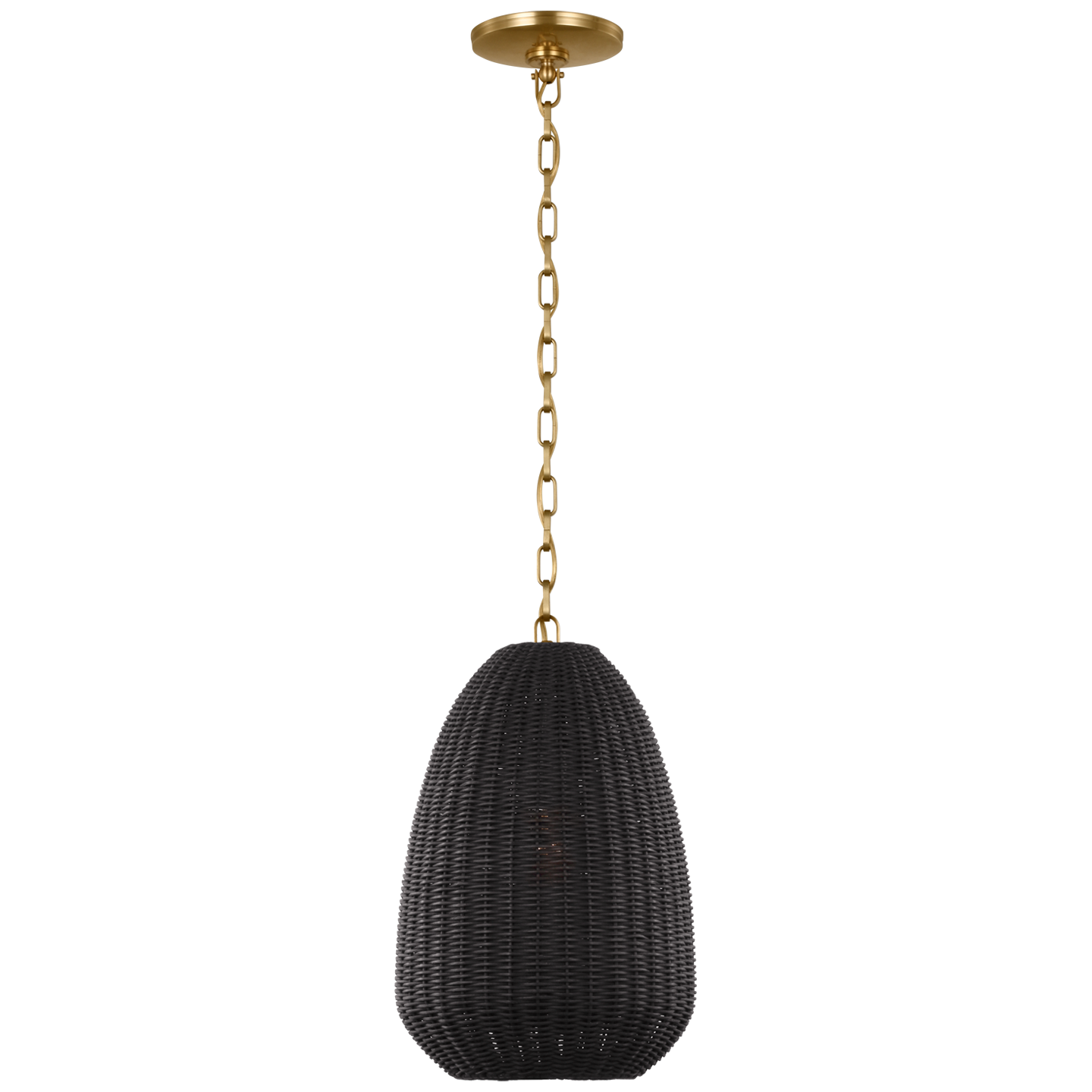 Kokomo 12" Pendant | Antique-Burnished Brass | Charcoal Wicker Shade