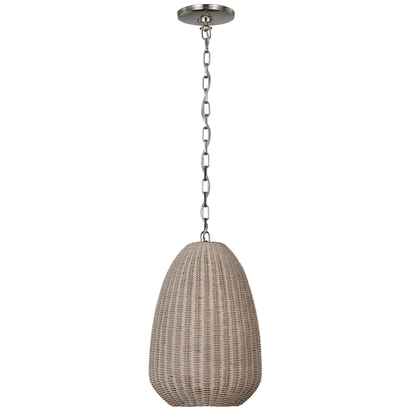Kokomo 12" Pendant | Polished Nickel | Ash Wicker Shade